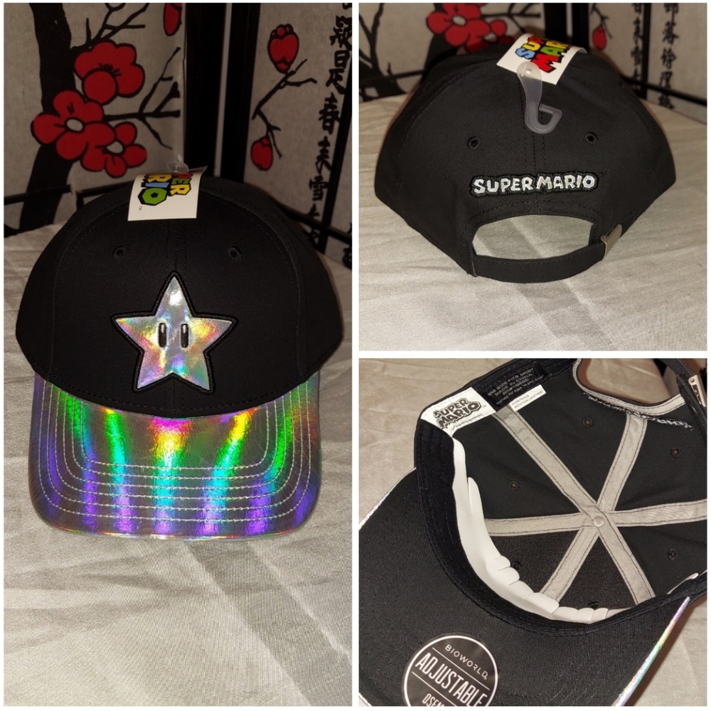 Nintendo Black Cap with Iridescent Brim and Star Logo
